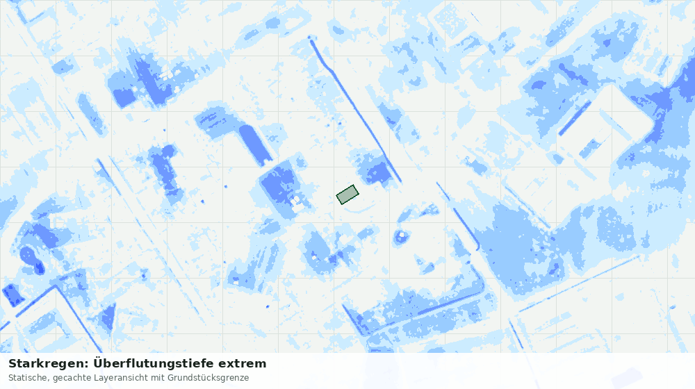 Statische Kartenansicht: Starkregen: Überflutungstiefe extrem