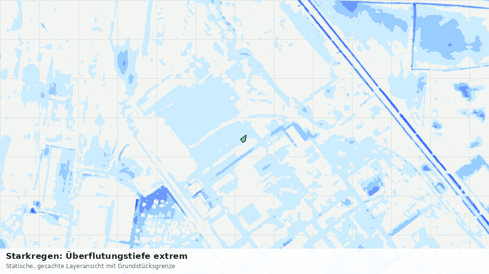 Statische Kartenansicht: Starkregen: Überflutungstiefe extrem