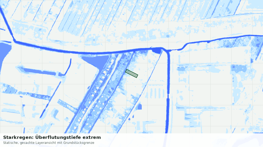 Statische Kartenansicht: Starkregen: Überflutungstiefe extrem