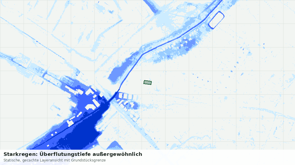 Statische Kartenansicht: Starkregen: Überflutungstiefe außergewöhnlich