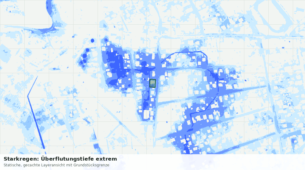 Statische Kartenansicht: Starkregen: Überflutungstiefe extrem