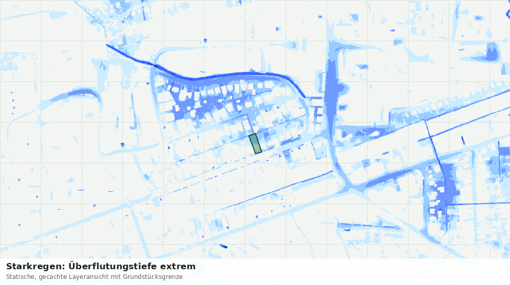 Statische Kartenansicht: Starkregen: Überflutungstiefe extrem