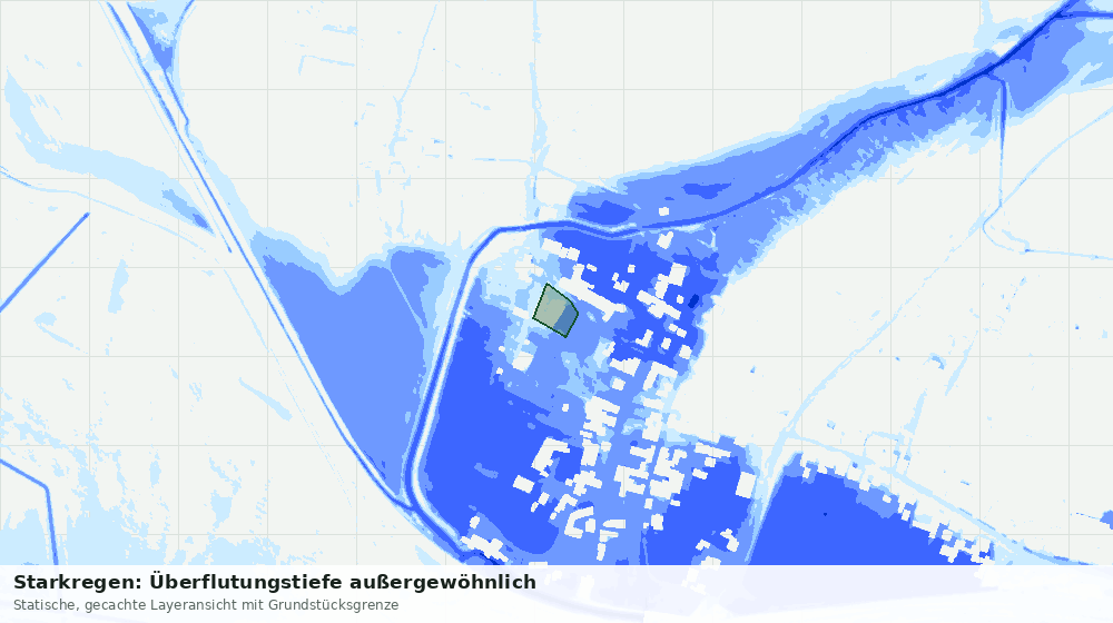 Statische Kartenansicht: Starkregen: Überflutungstiefe außergewöhnlich