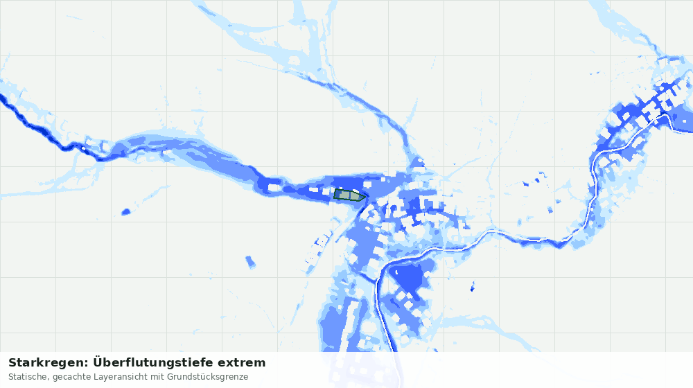 Statische Kartenansicht: Starkregen: Überflutungstiefe extrem