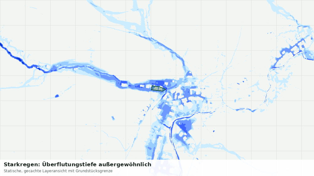 Statische Kartenansicht: Starkregen: Überflutungstiefe außergewöhnlich