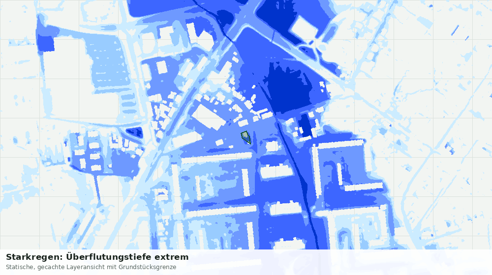 Statische Kartenansicht: Starkregen: Überflutungstiefe extrem
