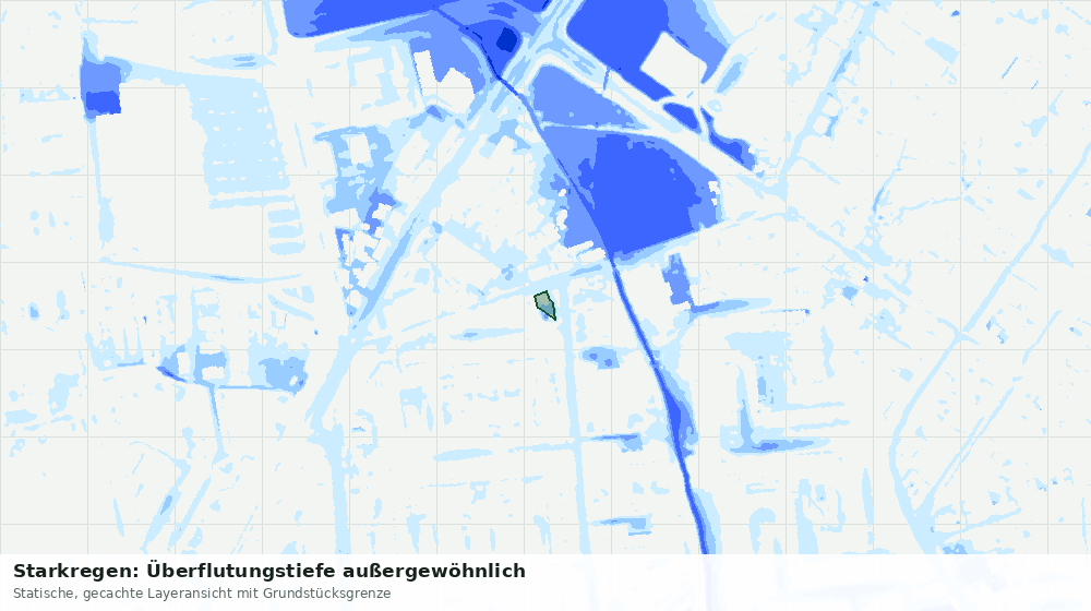Statische Kartenansicht: Starkregen: Überflutungstiefe außergewöhnlich