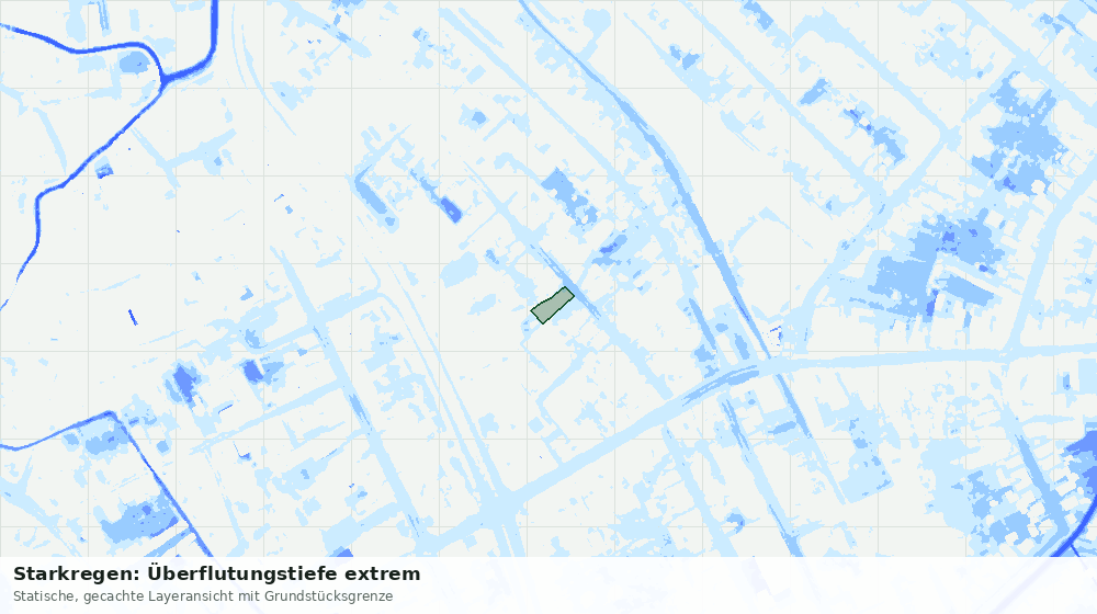 Statische Kartenansicht: Starkregen: Überflutungstiefe extrem
