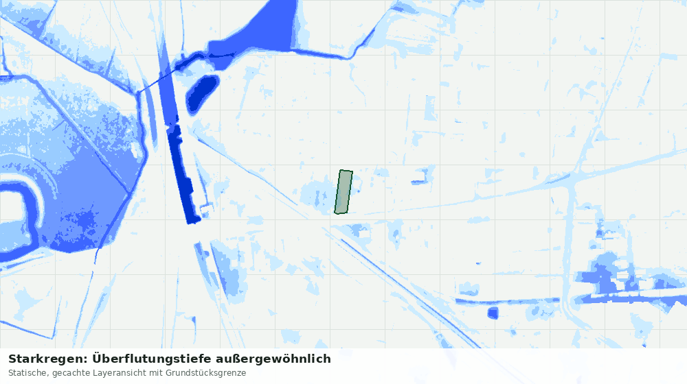Statische Kartenansicht: Starkregen: Überflutungstiefe außergewöhnlich