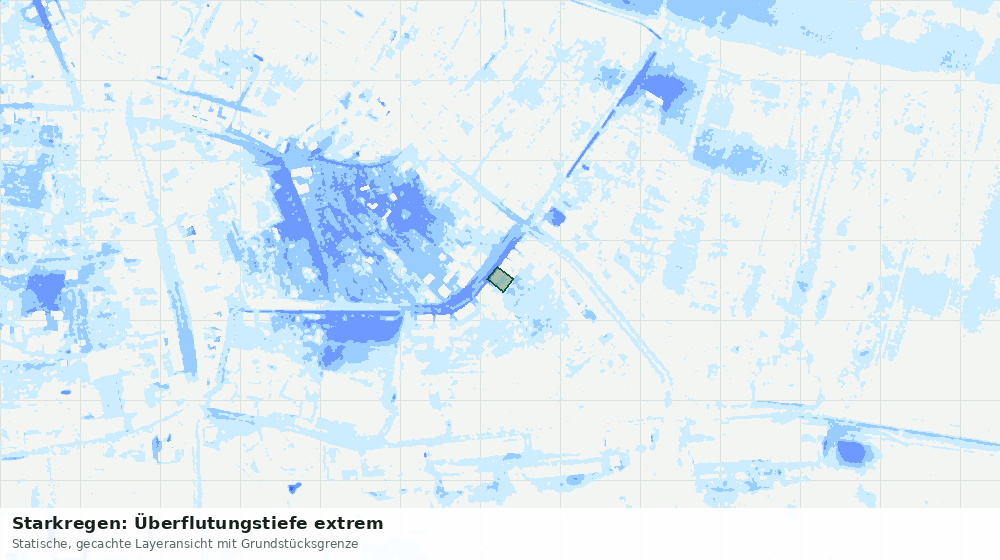 Statische Kartenansicht: Starkregen: Überflutungstiefe extrem
