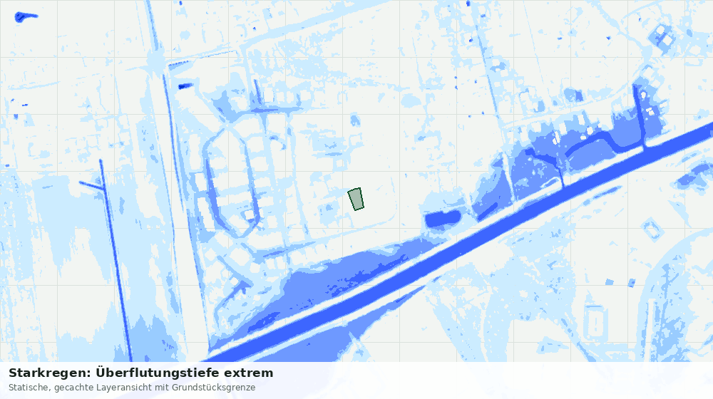 Statische Kartenansicht: Starkregen: Überflutungstiefe extrem