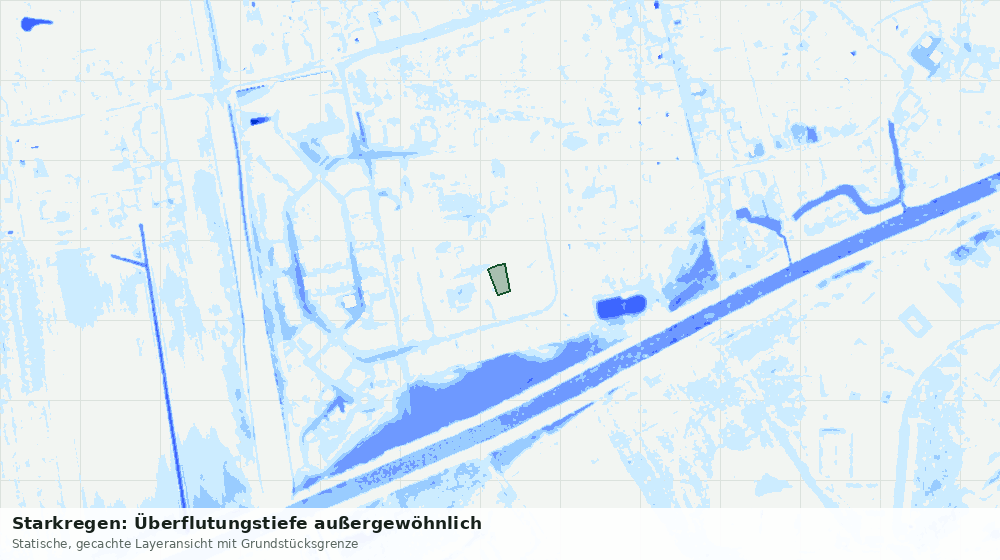 Statische Kartenansicht: Starkregen: Überflutungstiefe außergewöhnlich