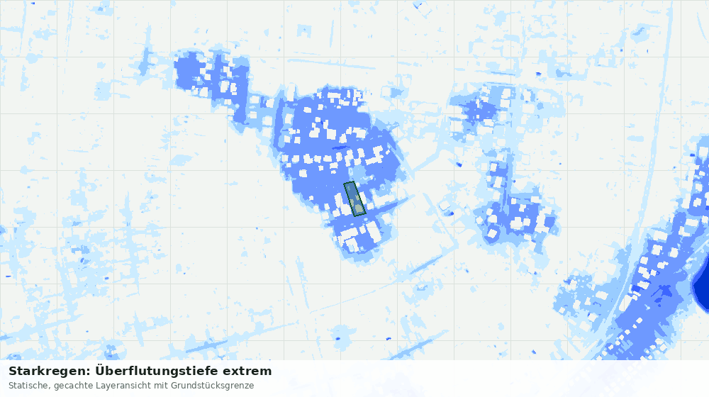 Statische Kartenansicht: Starkregen: Überflutungstiefe extrem