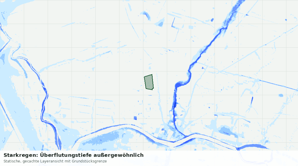 Statische Kartenansicht: Starkregen: Überflutungstiefe außergewöhnlich