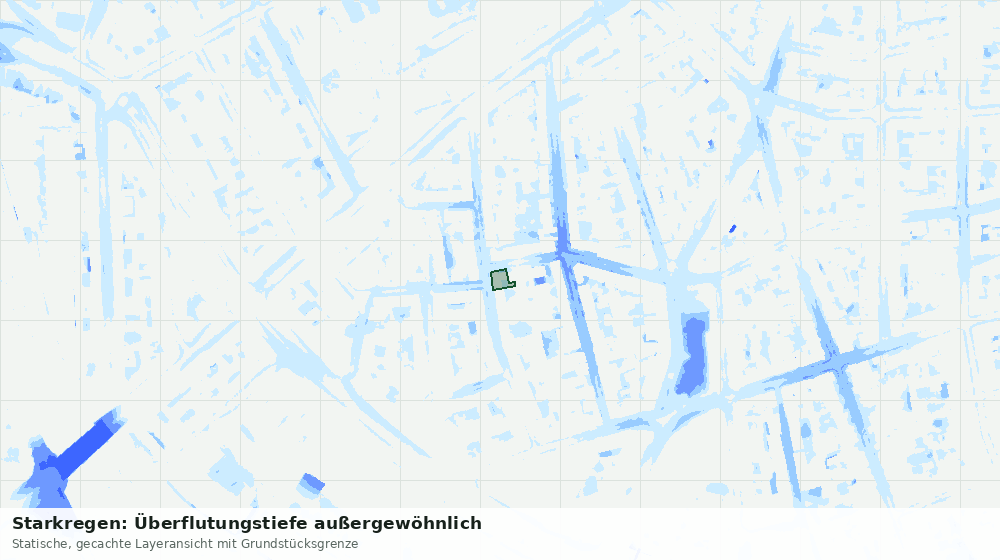 Statische Kartenansicht: Starkregen: Überflutungstiefe außergewöhnlich