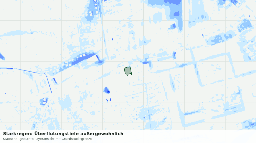 Statische Kartenansicht: Starkregen: Überflutungstiefe außergewöhnlich
