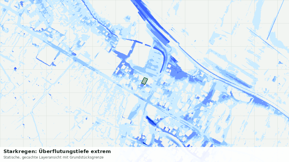 Statische Kartenansicht: Starkregen: Überflutungstiefe extrem