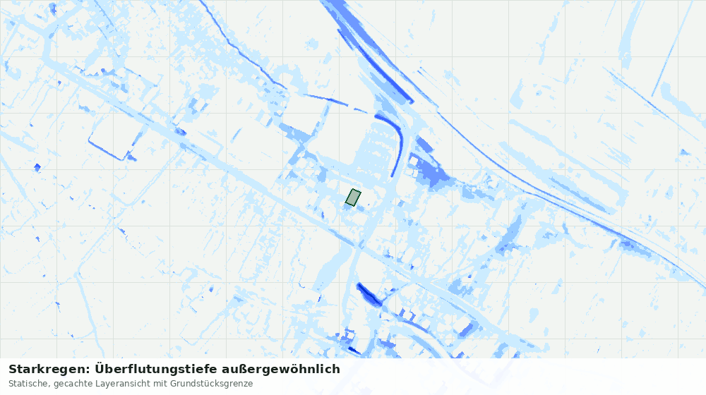 Statische Kartenansicht: Starkregen: Überflutungstiefe außergewöhnlich