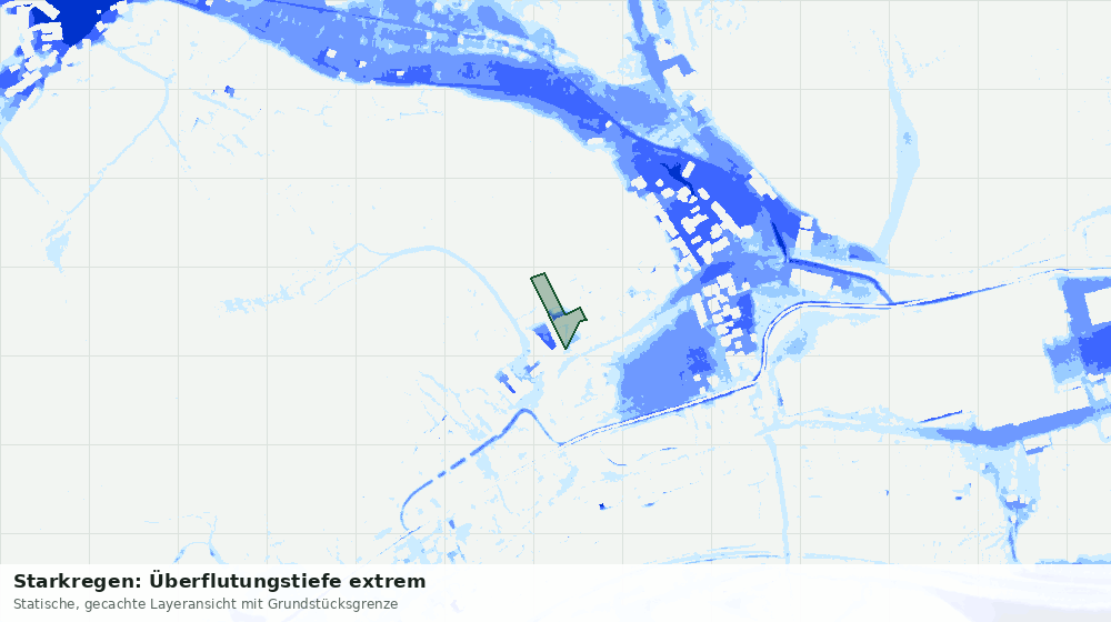 Statische Kartenansicht: Starkregen: Überflutungstiefe extrem