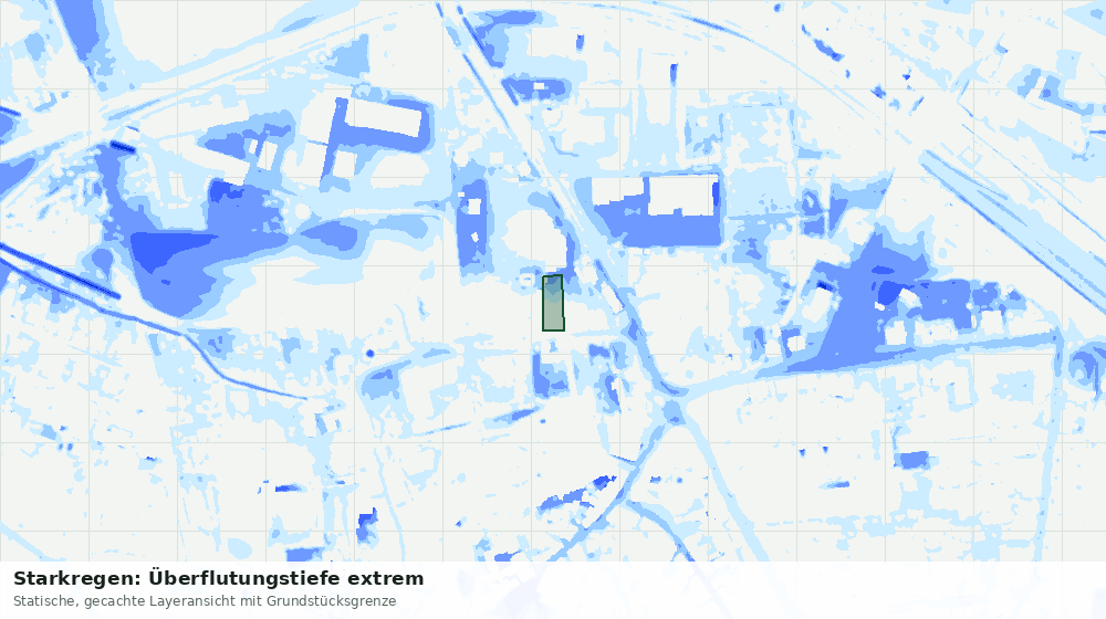 Statische Kartenansicht: Starkregen: Überflutungstiefe extrem