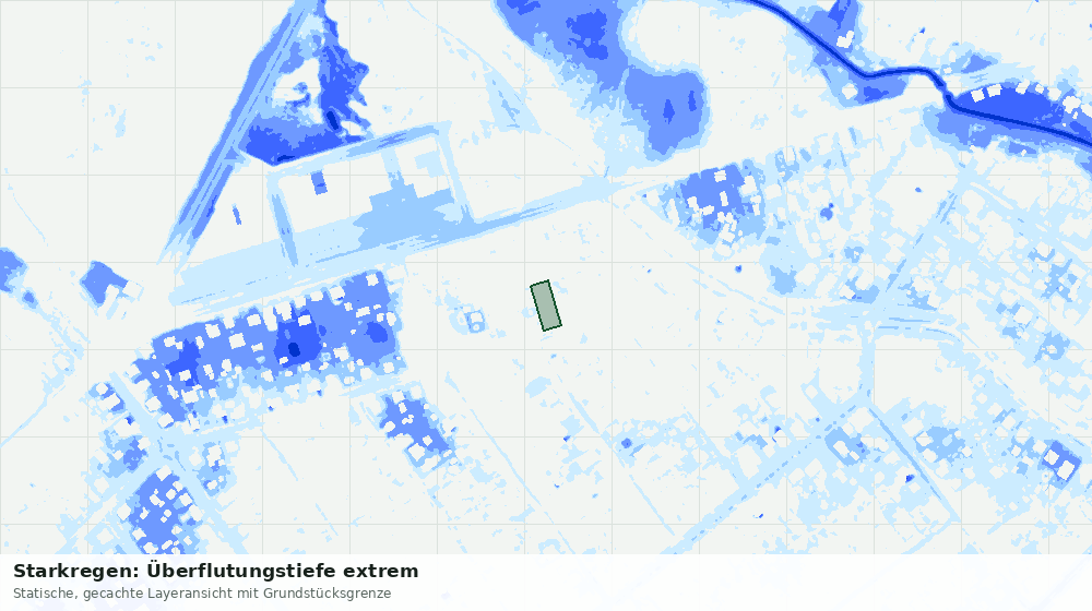 Statische Kartenansicht: Starkregen: Überflutungstiefe extrem