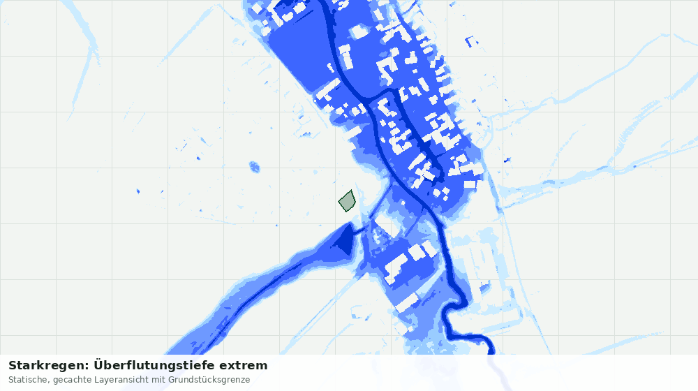 Statische Kartenansicht: Starkregen: Überflutungstiefe extrem