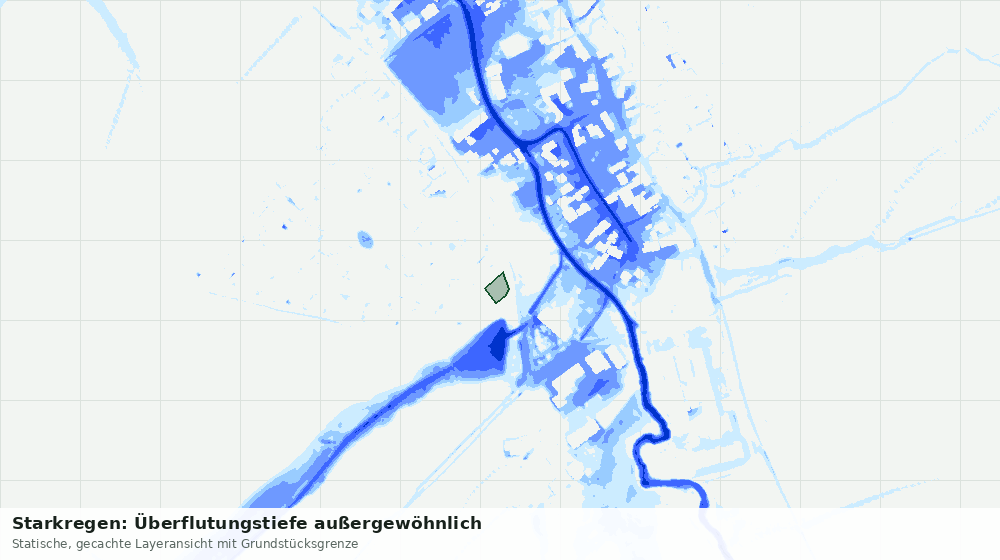 Statische Kartenansicht: Starkregen: Überflutungstiefe außergewöhnlich