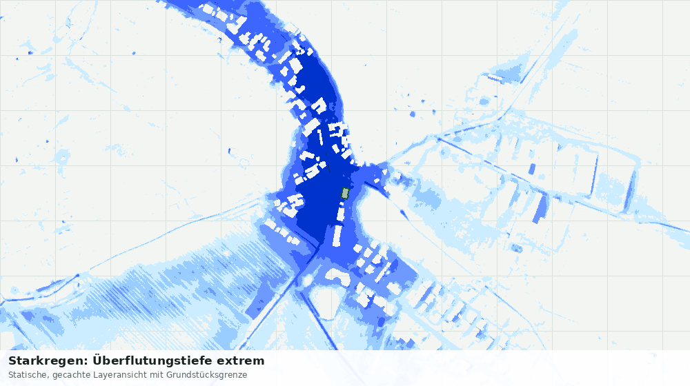 Statische Kartenansicht: Starkregen: Überflutungstiefe extrem