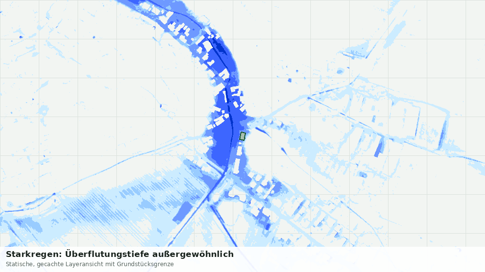Statische Kartenansicht: Starkregen: Überflutungstiefe außergewöhnlich