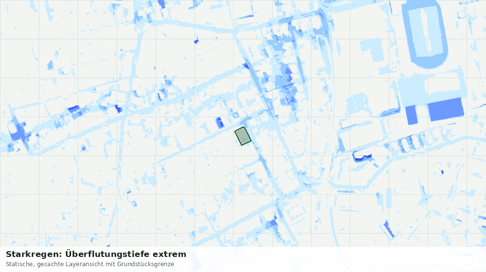 Statische Kartenansicht: Starkregen: Überflutungstiefe extrem