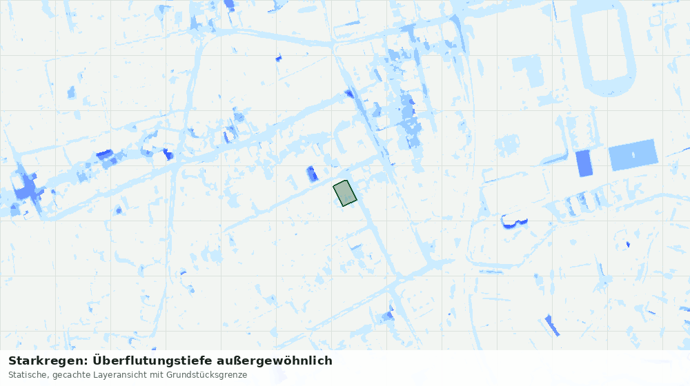 Statische Kartenansicht: Starkregen: Überflutungstiefe außergewöhnlich