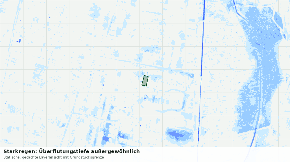 Statische Kartenansicht: Starkregen: Überflutungstiefe außergewöhnlich