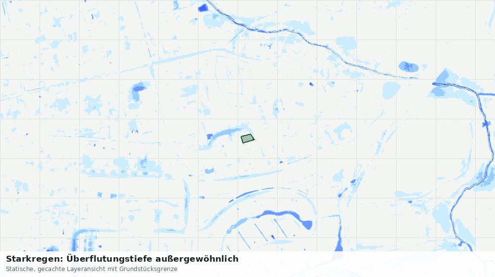 Statische Kartenansicht: Starkregen: Überflutungstiefe außergewöhnlich