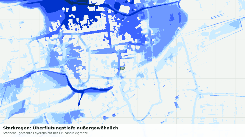 Statische Kartenansicht: Starkregen: Überflutungstiefe außergewöhnlich