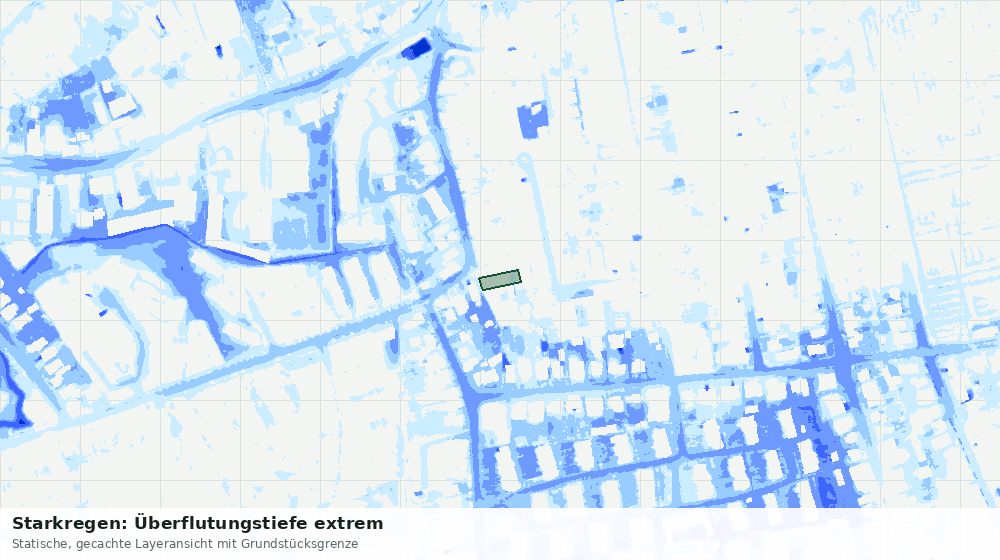 Statische Kartenansicht: Starkregen: Überflutungstiefe extrem