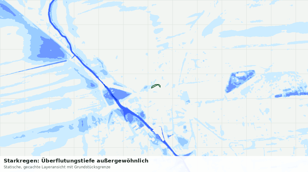 Statische Kartenansicht: Starkregen: Überflutungstiefe außergewöhnlich