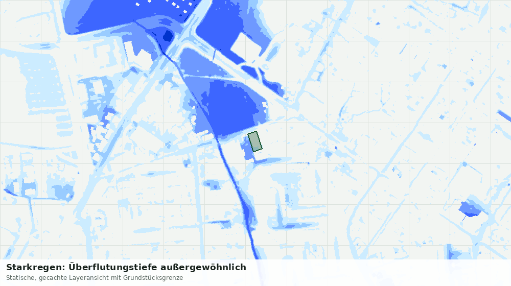 Statische Kartenansicht: Starkregen: Überflutungstiefe außergewöhnlich