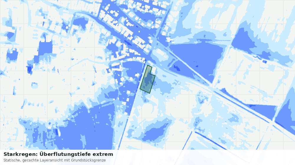 Statische Kartenansicht: Starkregen: Überflutungstiefe extrem