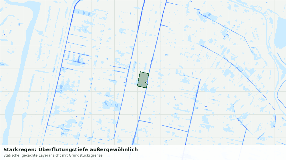 Statische Kartenansicht: Starkregen: Überflutungstiefe außergewöhnlich