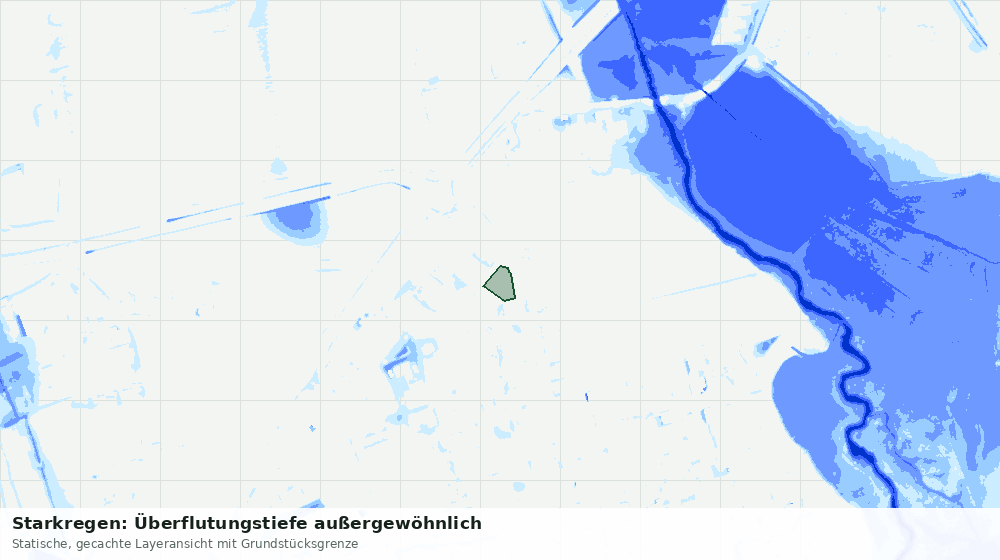 Statische Kartenansicht: Starkregen: Überflutungstiefe außergewöhnlich
