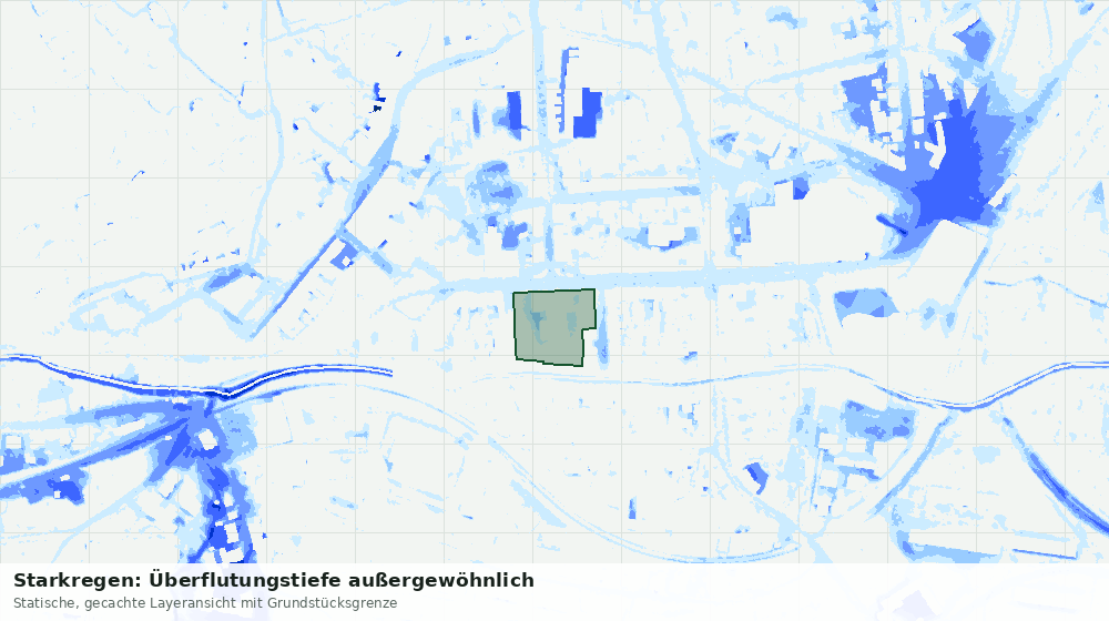 Statische Kartenansicht: Starkregen: Überflutungstiefe außergewöhnlich