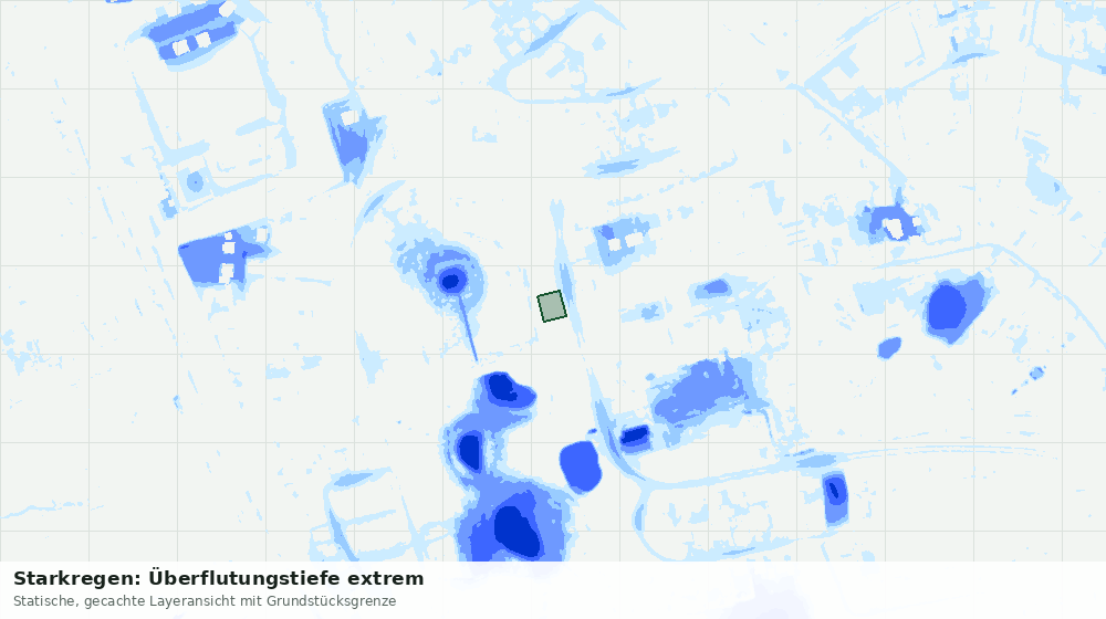 Statische Kartenansicht: Starkregen: Überflutungstiefe extrem