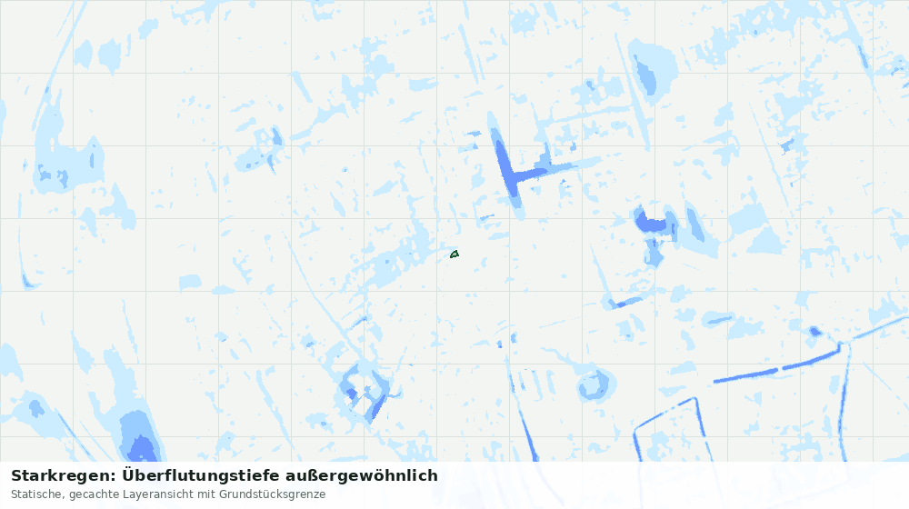 Statische Kartenansicht: Starkregen: Überflutungstiefe außergewöhnlich
