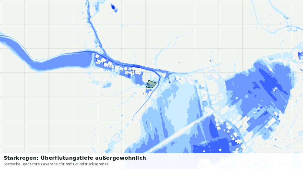 Statische Kartenansicht: Starkregen: Überflutungstiefe außergewöhnlich