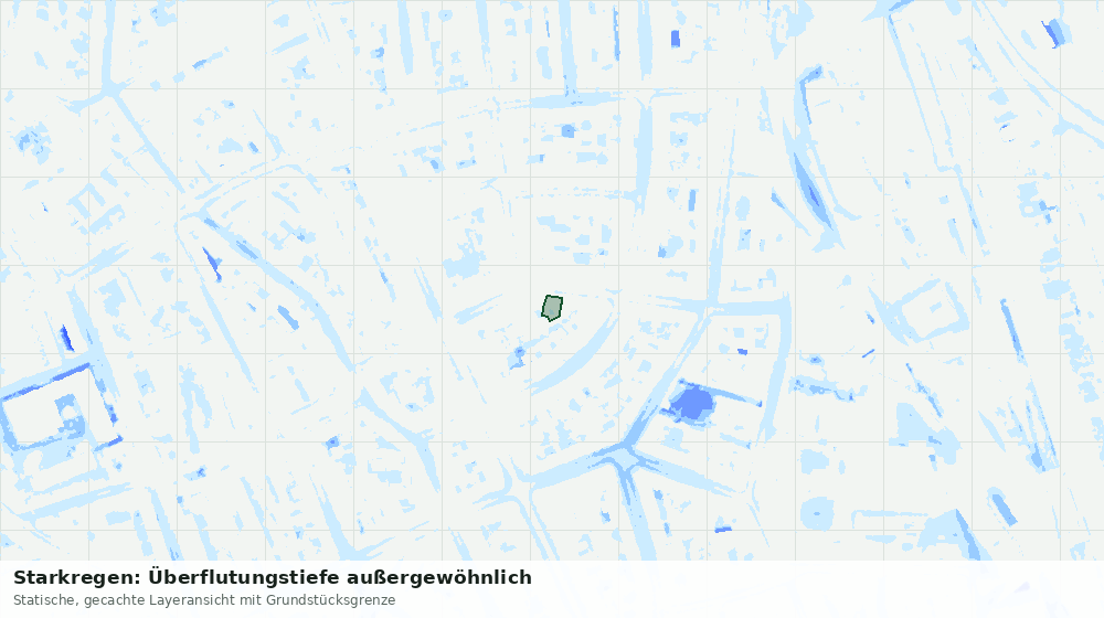Statische Kartenansicht: Starkregen: Überflutungstiefe außergewöhnlich