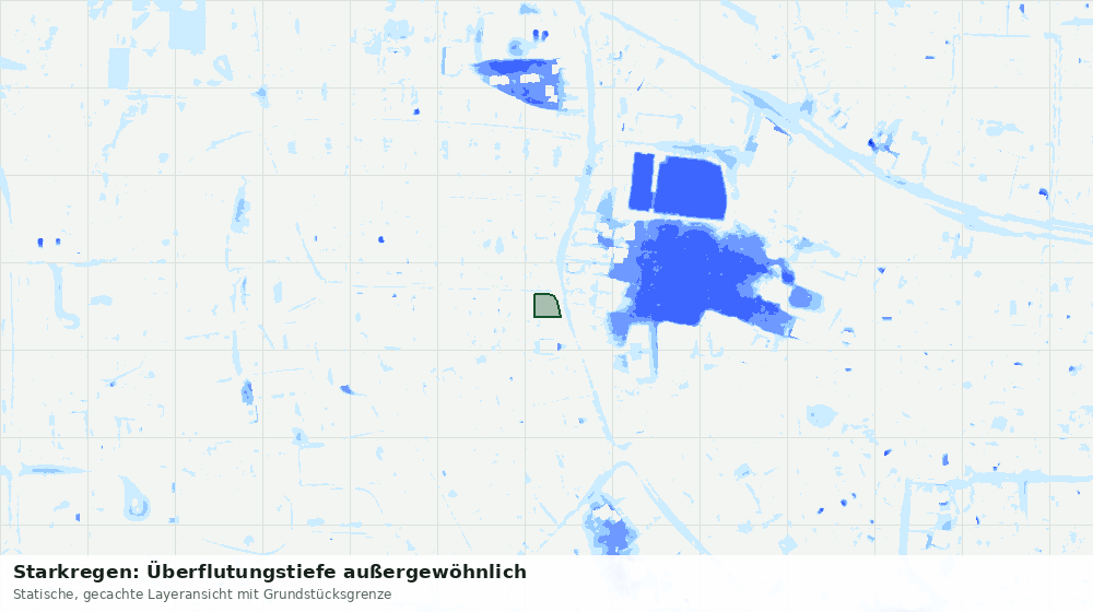 Statische Kartenansicht: Starkregen: Überflutungstiefe außergewöhnlich