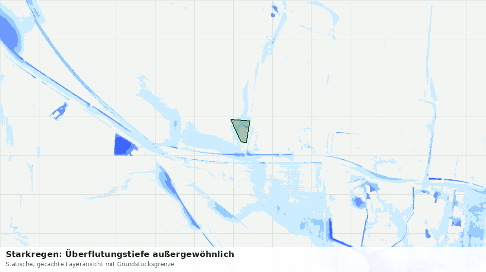 Statische Kartenansicht: Starkregen: Überflutungstiefe außergewöhnlich