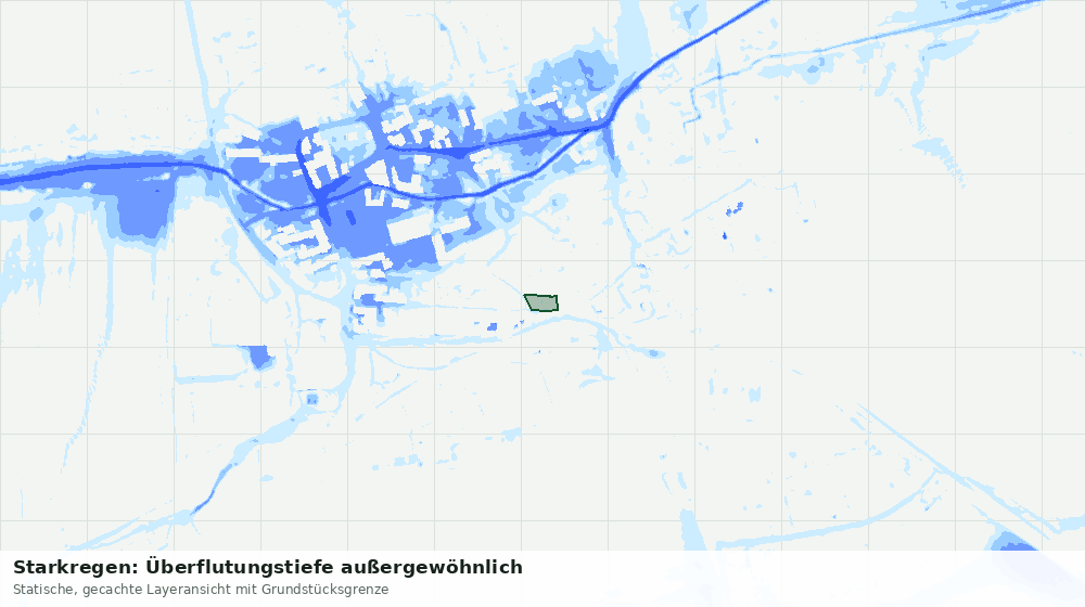 Statische Kartenansicht: Starkregen: Überflutungstiefe außergewöhnlich