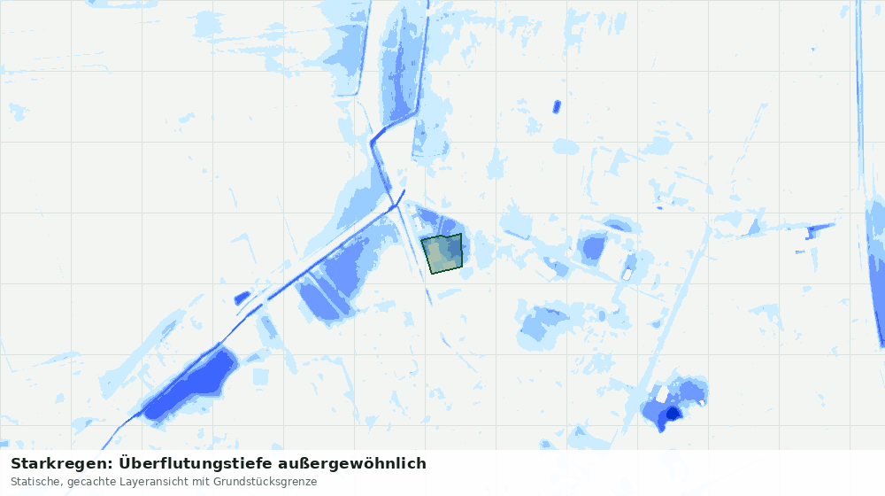 Statische Kartenansicht: Starkregen: Überflutungstiefe außergewöhnlich