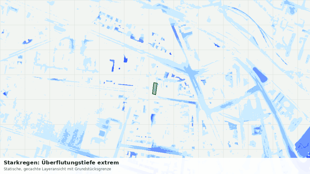 Statische Kartenansicht: Starkregen: Überflutungstiefe extrem